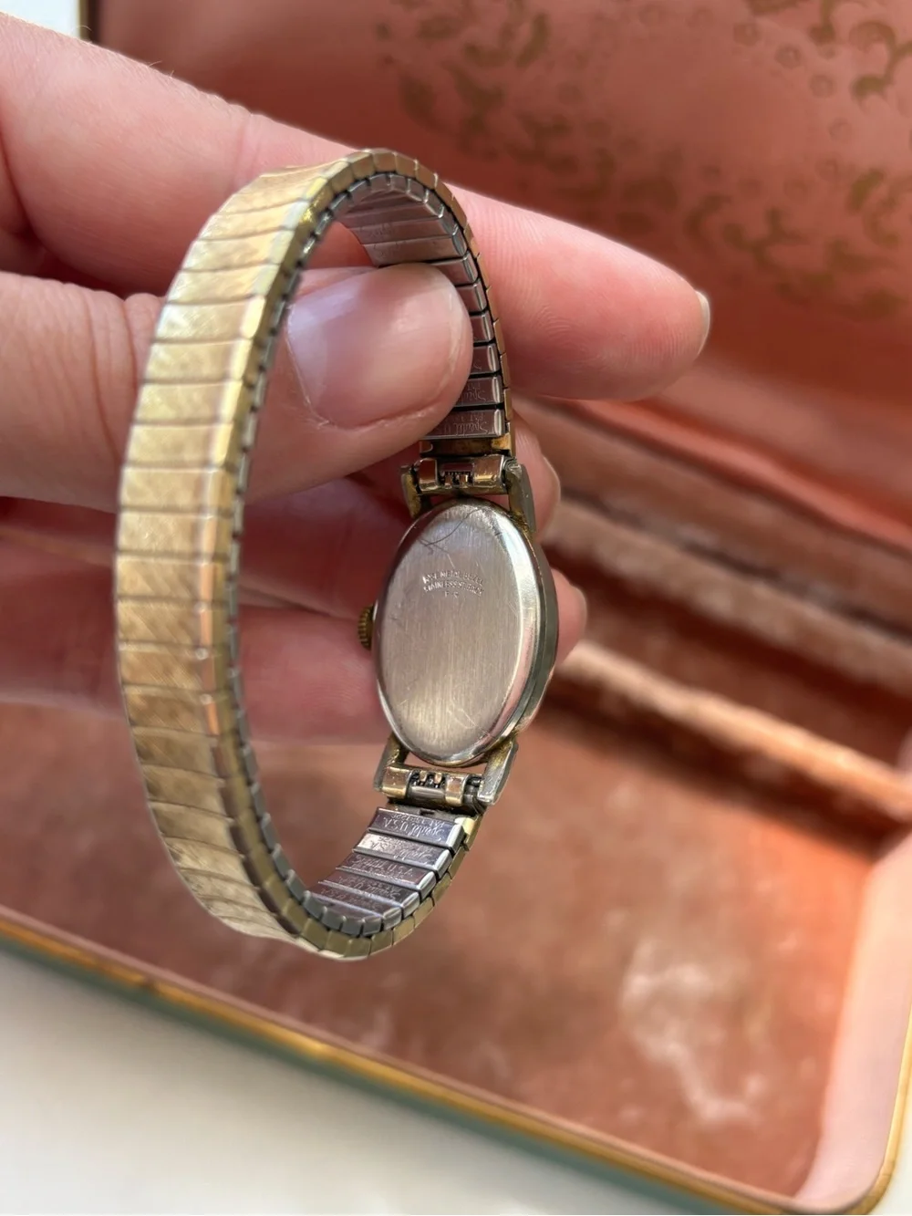 Vintage Germinal Voltaire Gold-Tone Oval Wristwatch with Blue Dial